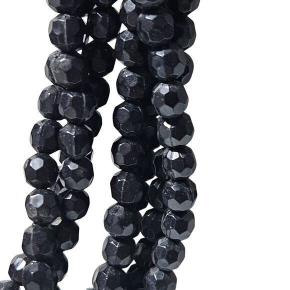 Elegant Retro Black Beaded Chunky Multi Strand Necklace Fashion Jewelry Women - Picture 2 of 5